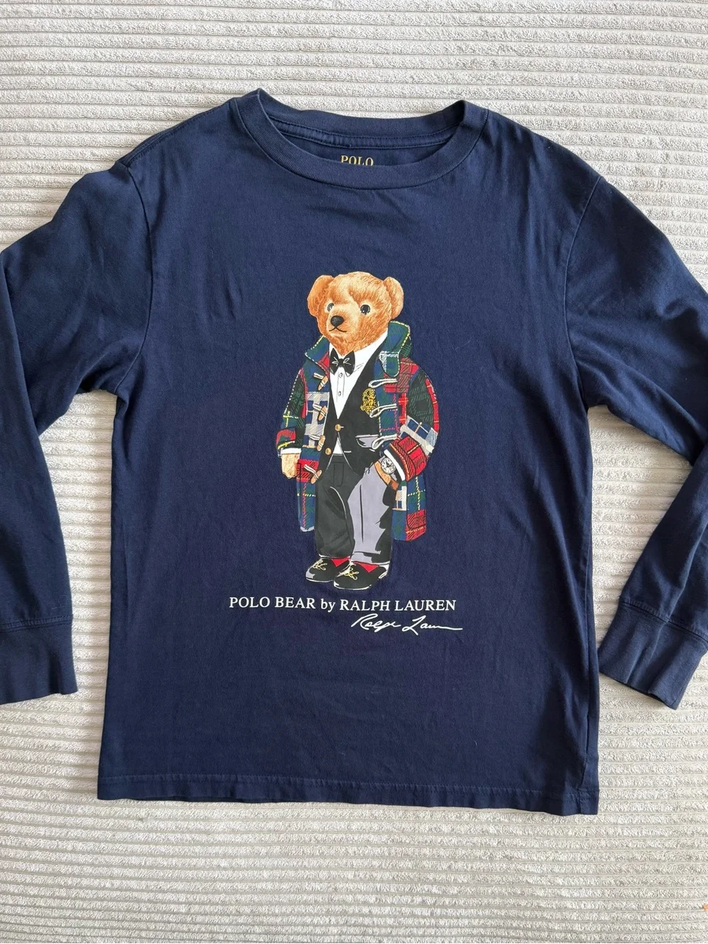 Ralph Lauren Navy Long-Sleeve Tee with Polo Bear Graphic
